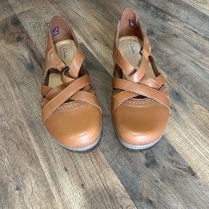 Clarks Women's Roseville Step Brown Leather Mary Jane Flats Sz 11